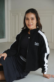 Flyaway Zip-Up Jacket – Contrast Stripe (Black Edition)