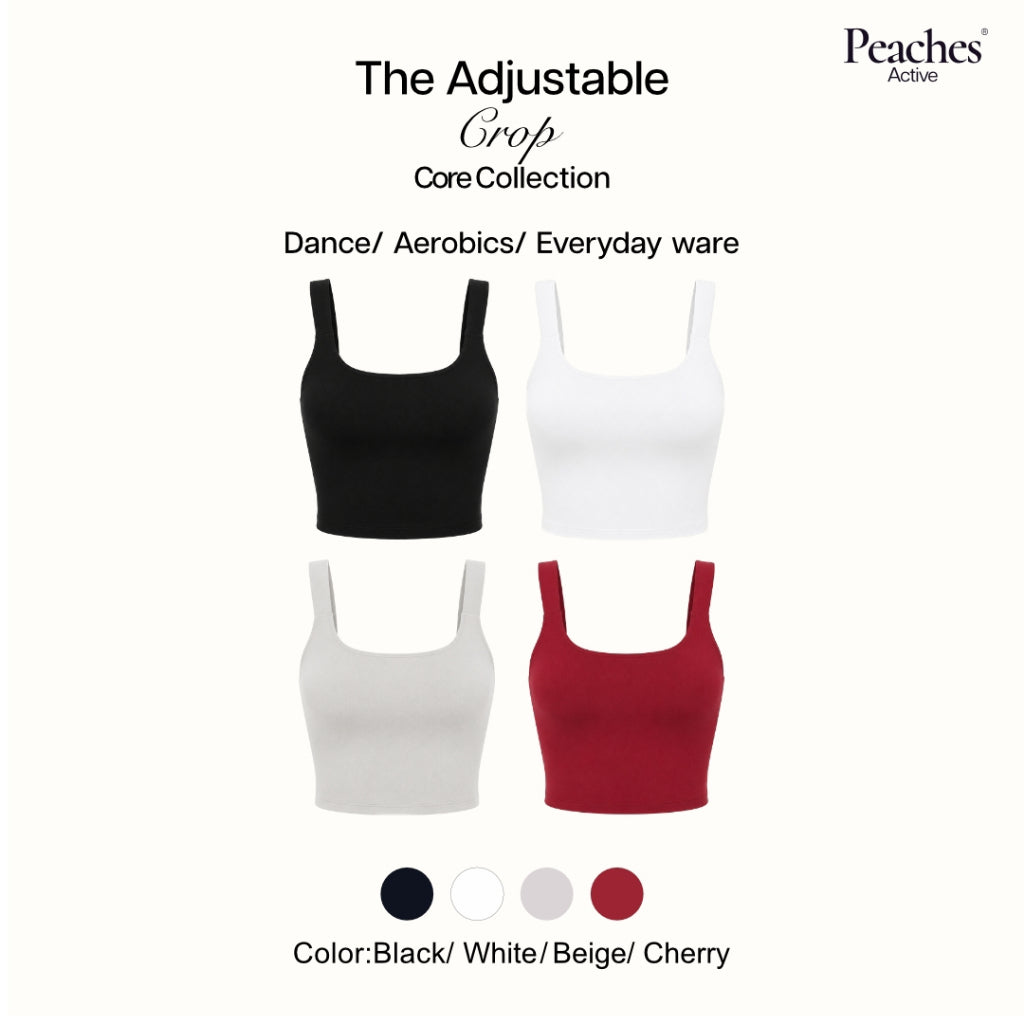 Peaches Active - Adjustable Crop เสื้อครอปออกกำลังกาย มีบราในตัว สายปรับระดับได้