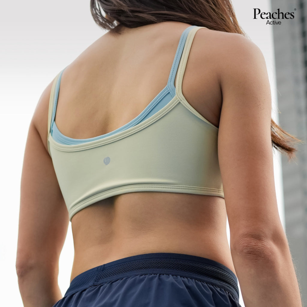 Peaches Active - Running Dualtone Sculpt บราออกกำลังกาย สี Two Tone Mist Blue/ Buttercream