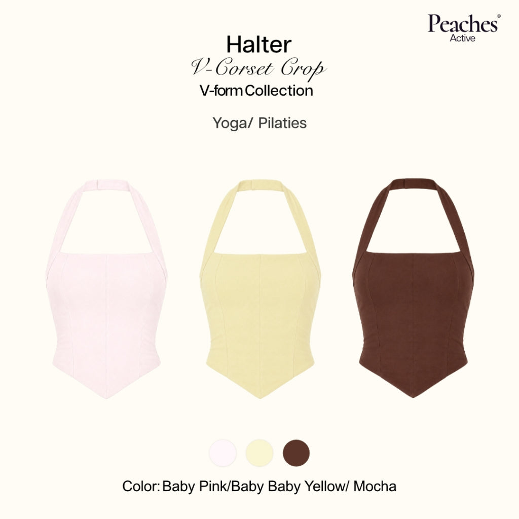 Peaches Active - Halter V-Corset Crop สปอร์ตบราออกกำลังกาย