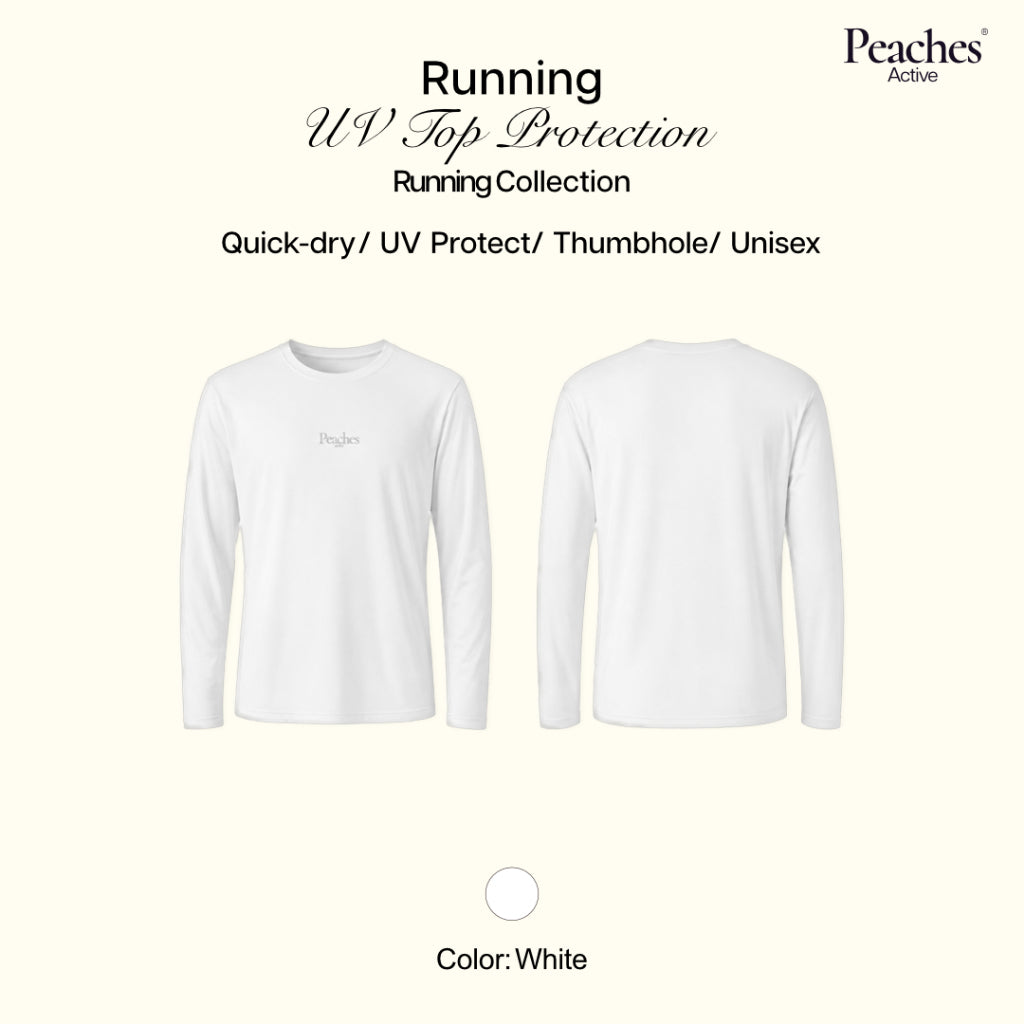 Peaches Active - Running UV Top Protection เสื้อวิ่งแขนยาว (Unisax) White