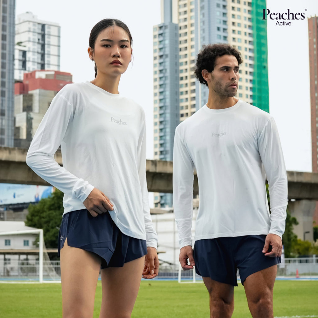 Peaches Active - Running UV Top Protection เสื้อวิ่งแขนยาว (Unisax) White