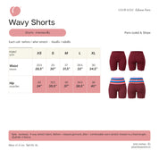 Peaches Active - Paris Stripe Limited Wavy Shorts กางเกงขาสั้นออกกำลังกายผู้หญิง เอวสูง สี Red Maroon & Rain Bow