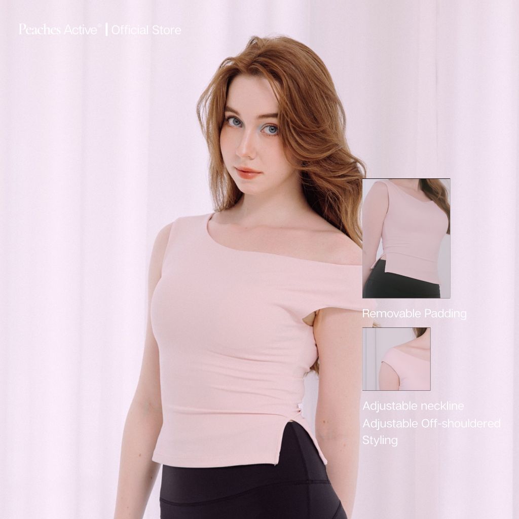 Peaches Active - Soft Sport Era Adjustable Off Shoulder Top เสื้อเปิดไหล่ มีฟองน้ำในตัว