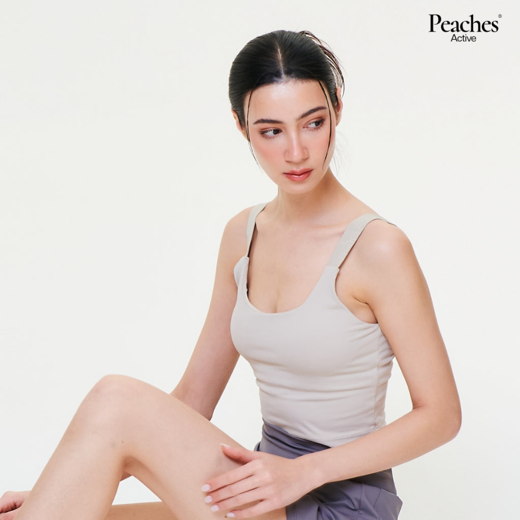 Peaches Active - Adjustable Crop เสื้อครอปออกกำลังกาย มีบราในตัว สายปรับระดับได้