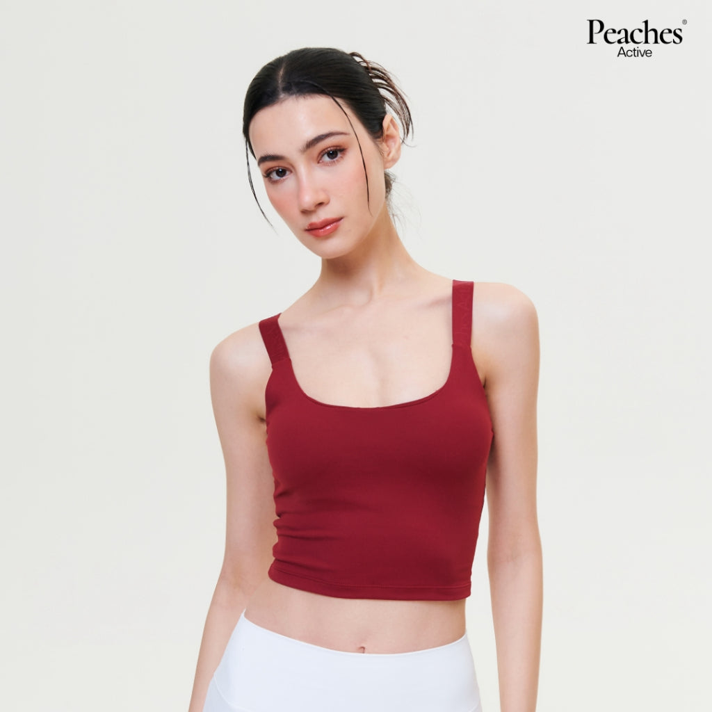 Peaches Active - Adjustable Crop เสื้อครอปออกกำลังกาย มีบราในตัว สายปรับระดับได้