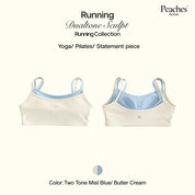 Peaches Active - Running Dualtone Sculpt บราออกกำลังกาย สี Two Tone Mist Blue/ Buttercream