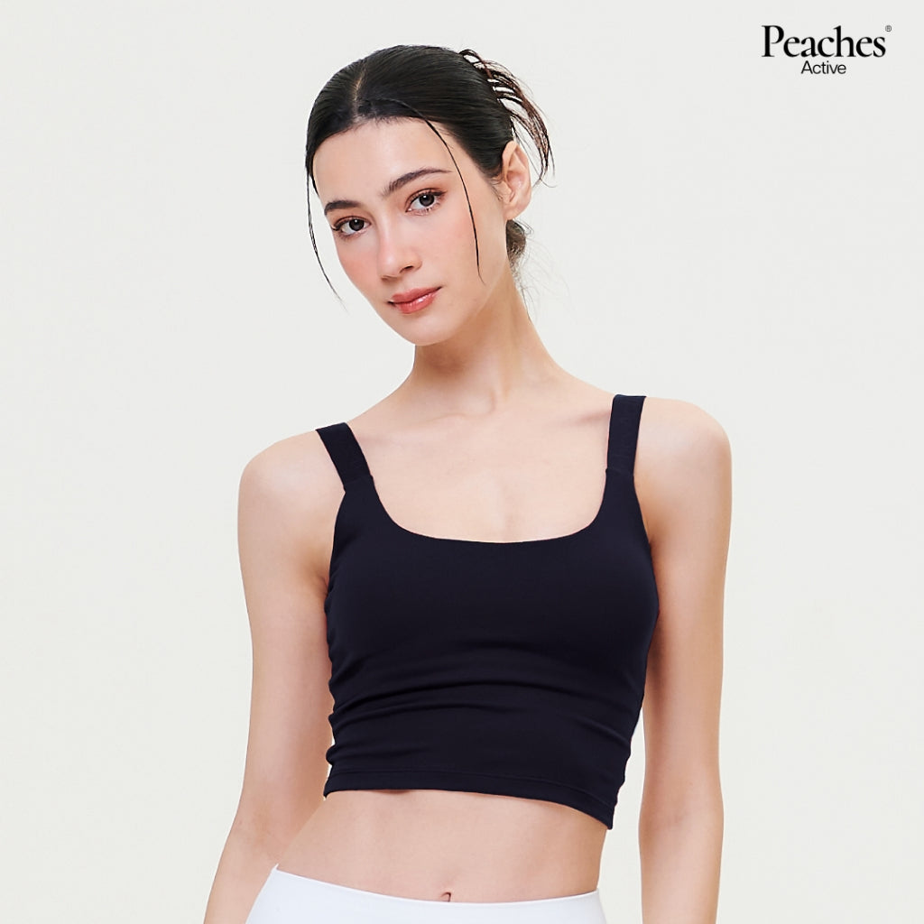 Peaches Active - Adjustable Crop เสื้อครอปออกกำลังกาย มีบราในตัว สายปรับระดับได้
